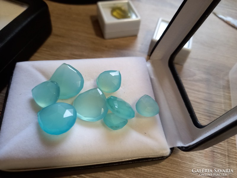 Premium quality faceted drop-shaped chalcedony