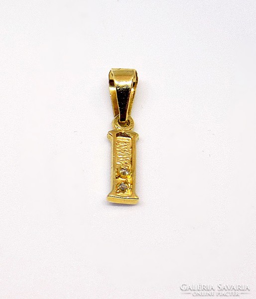 Yellow white gold stone letter pendant (zal-au101126)