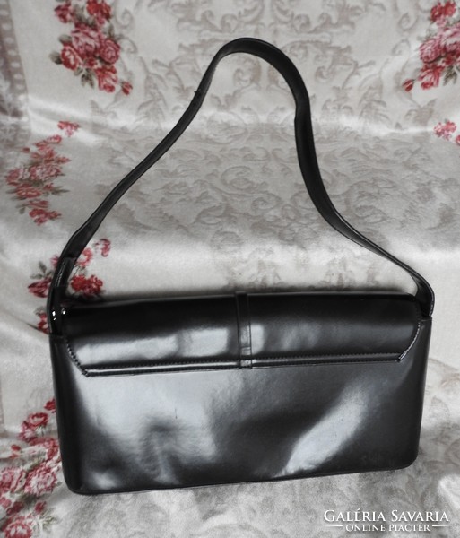 Black leather handbag