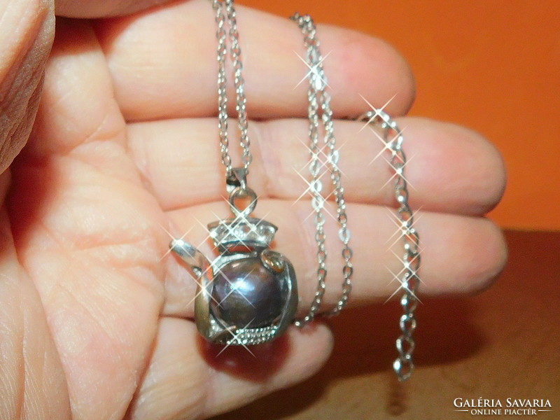 Tahiti night black genuine pearl Tibetan silver antique necklace
