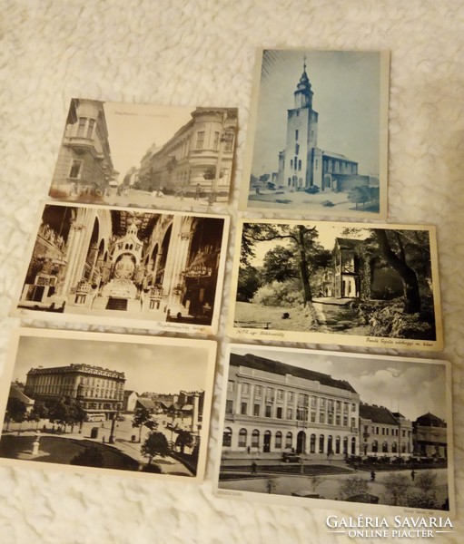 5 db régi képeslap litográfia Magyar városok 1931-1950 fekete-fehér 4 postatiszta