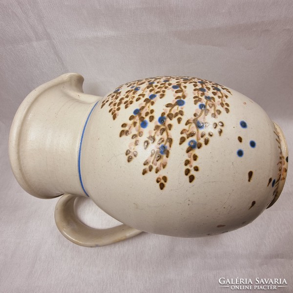Painted-glazed ceramic jug with wooden pattern xx.Szd second half