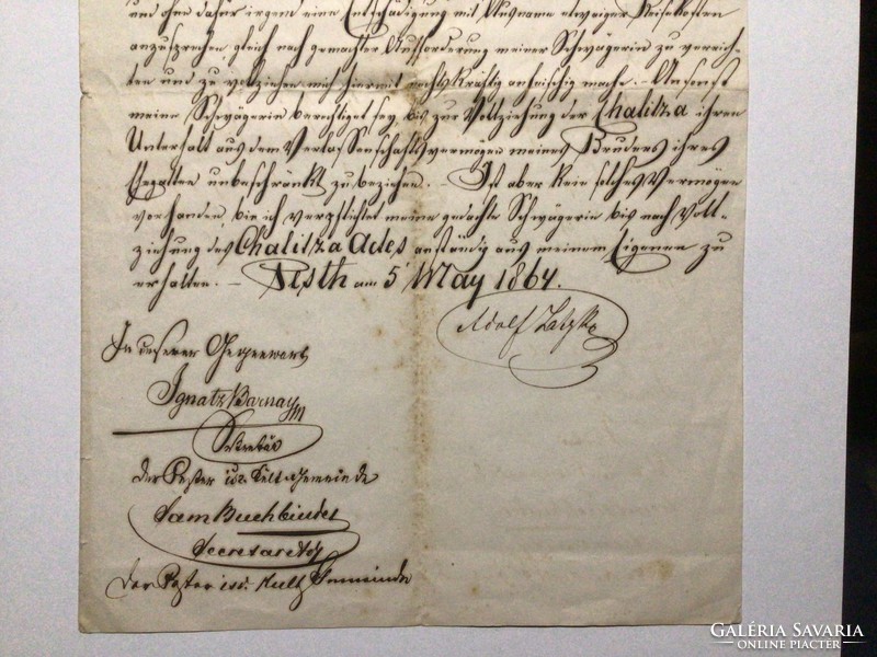 Chalitza Urkunde Contract 1864