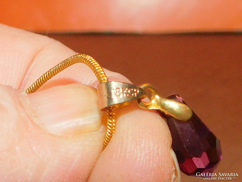 Swarovski amethyst shiny crystal drop gold gold filled necklace