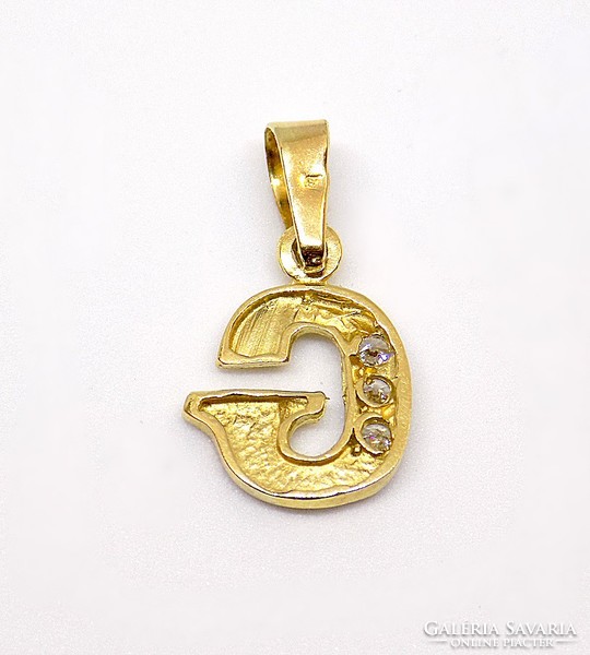 Yellow white gold stone letter pendant (zal-au101119)