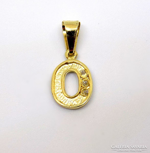 Yellow white gold stone letter pendant (zal-au101103)