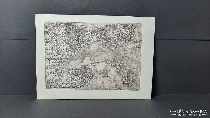 Leleszi Ilona (1956-) absztrakt rézkarc szignó nélkül 29x21 cm