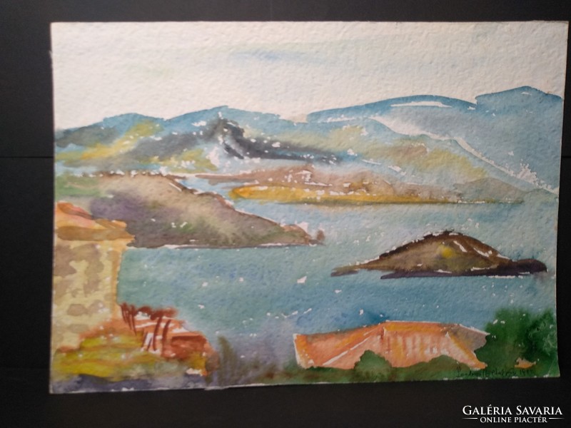 Island of Lesbos, 1983 (34x24cm) by an unidentified artist, sign at bottom right
