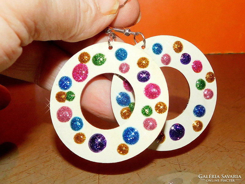 Sparkling rainbow craft hoop earrings can be worn on both sides