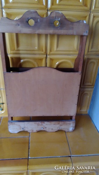 Carpenter's master folk tea brown, carved, wooden kitchen wall shelf, wall dish,