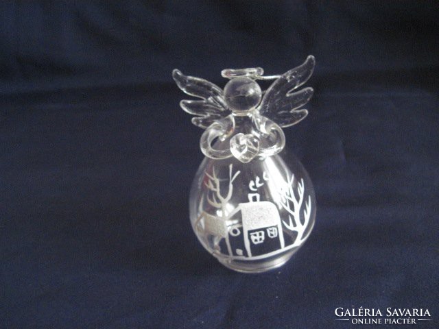 Üveg angyalka karácsonyfadísz 8,5 x 5,5 cm