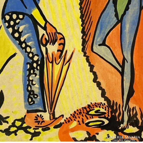 Retro tus,akvarell - Derűs Vonzalom - 1968 - Ifj. Balázs -