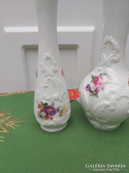 Royal Kpm Gyönyörű Germany virágos rózsás ibolyás anyagában mintás Porzellan porcelán  váza