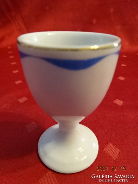 German porcelain egg holder, blue pattern, gold border, height 7 cm. He has!