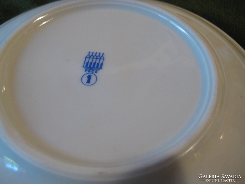 Zsolnay, soup cup, marked, with white gold striped plate