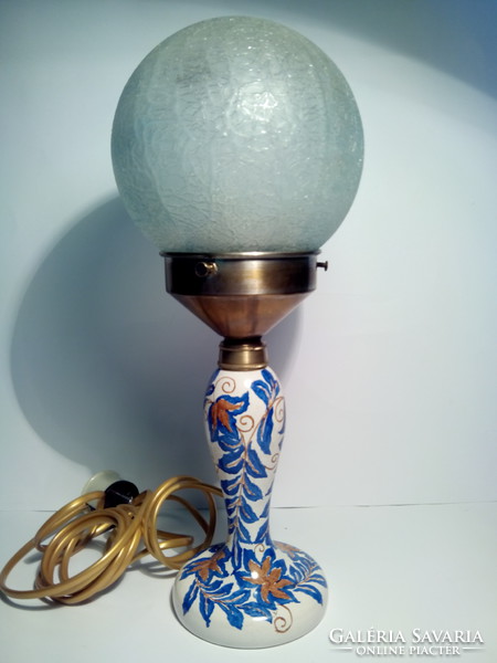 Antique old stained glass table lamp with glass bulb l. Elizabeth Szabó?
