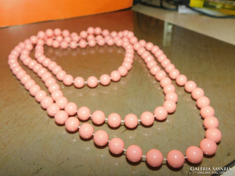 Powder pink individually knotted extra long bijou bead string 122 cm