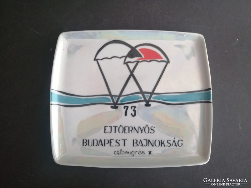 1973 Budapest Parachute Championship target hole ii. Placed - Hólloháza porcelain commemorative bowl - ep