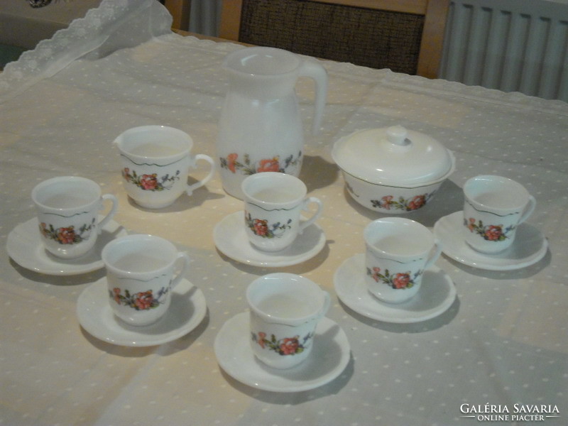 Arcopal coffee set with rose pattern