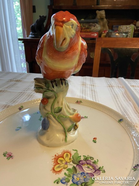 Herend parrot serving, middle of table, 25x37 cm