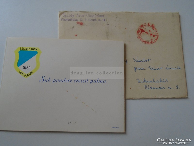 Zs64.2 Szilárdy price grammar school, invitation sent in 1964 to teacher karsay sándor