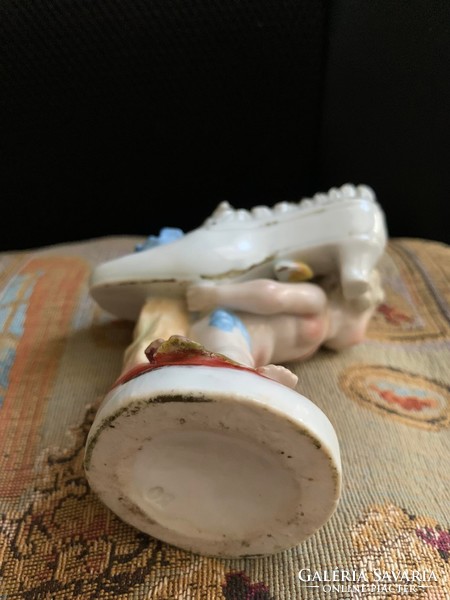 Antik német  fogvájó tartó porcelán angyal