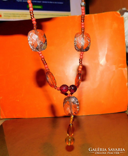 Amber glass pearl necklace