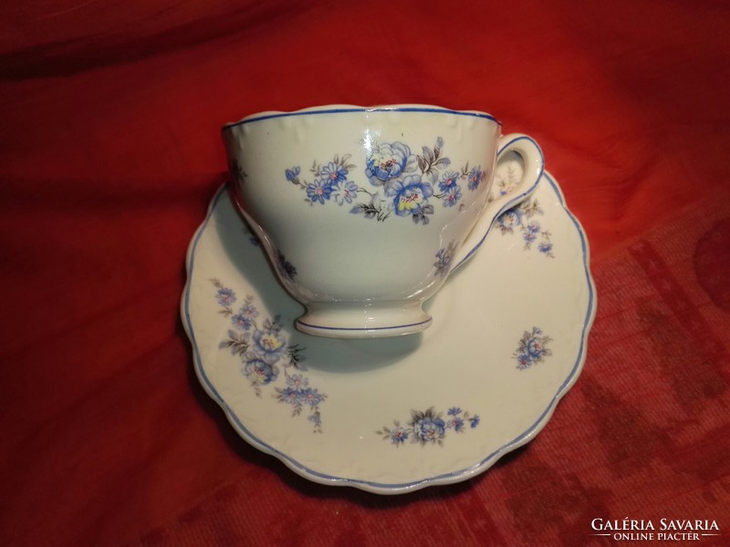 Kék virágos porcelán teás szett, mikrózható.