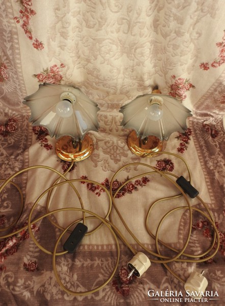 Pair of wall lamps with switch and plug