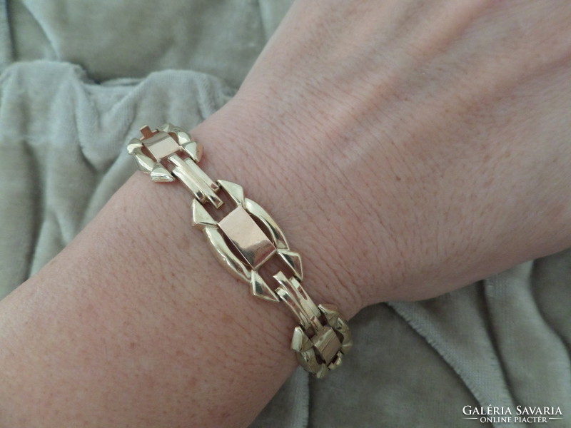 Art deco two tone gold bracelet / bangle