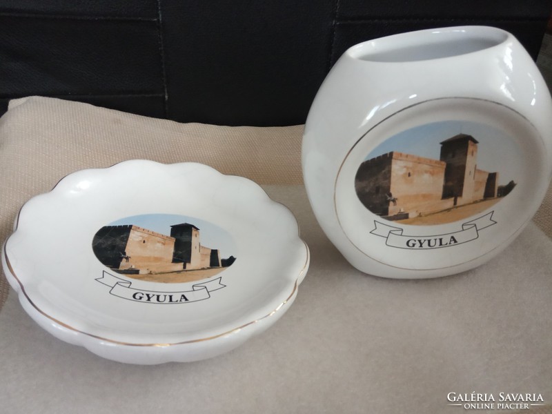 Retro ceramic vase and ashtray souvenirs from Gyula