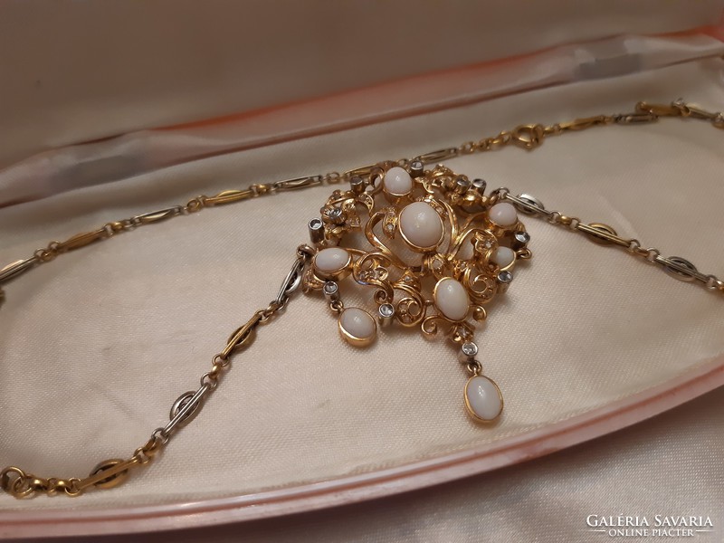 Bieder  arany collier Opál-gyémántokkal