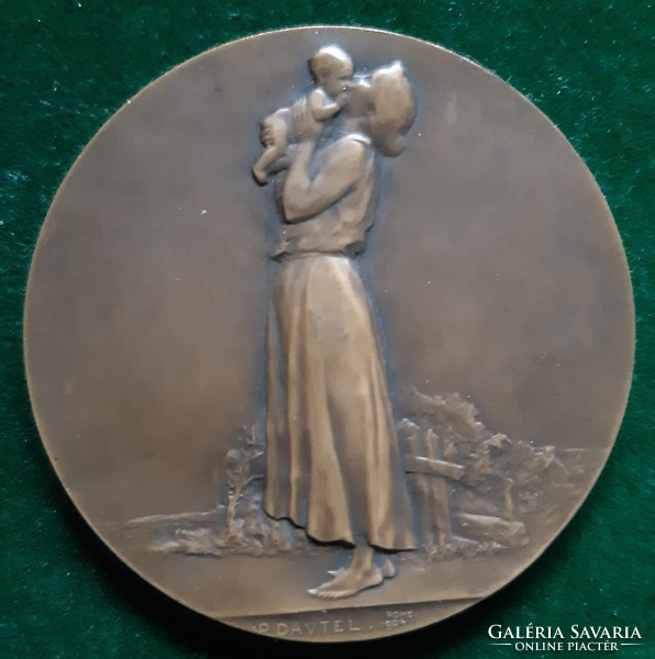 Pierre-Victor Dautel: Motherhood, Medal 1904, Art Nouveau, Art Nouveau