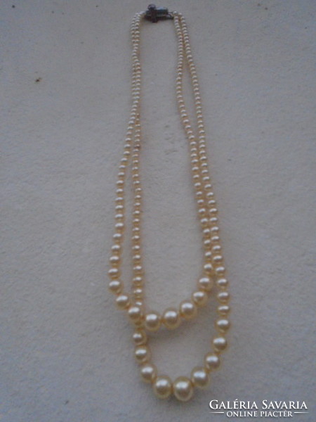 Antique double row marked pearl collier from the '50s-60s with antique clasp in brilliant condition