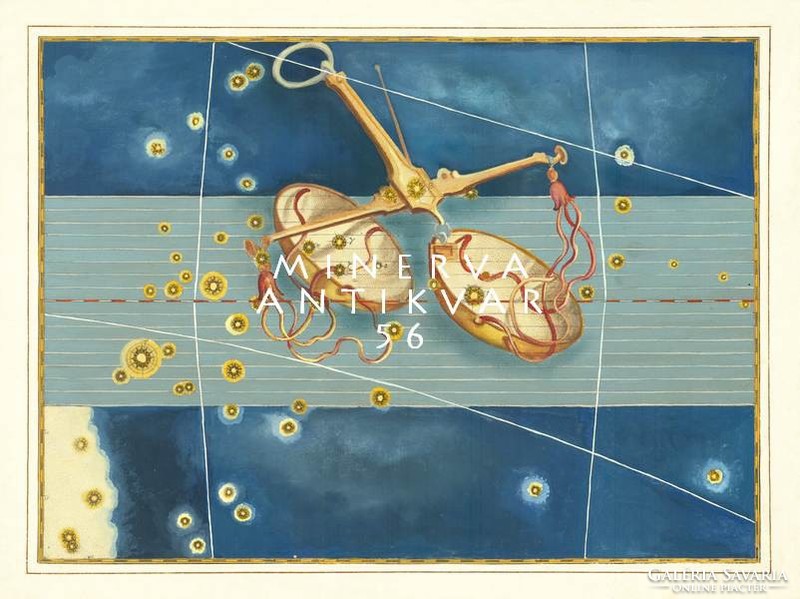 Libra Mérleg csillagkép konstelláció horoszkóp csillagjegy Zodiákus REPRINT J.Bayer Uranometria 1625