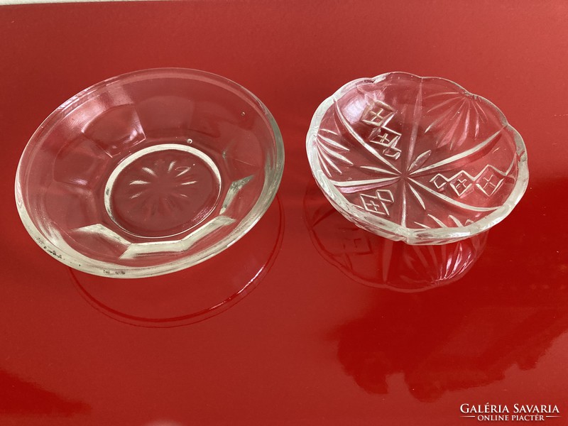 2 pcs cast glass bowls