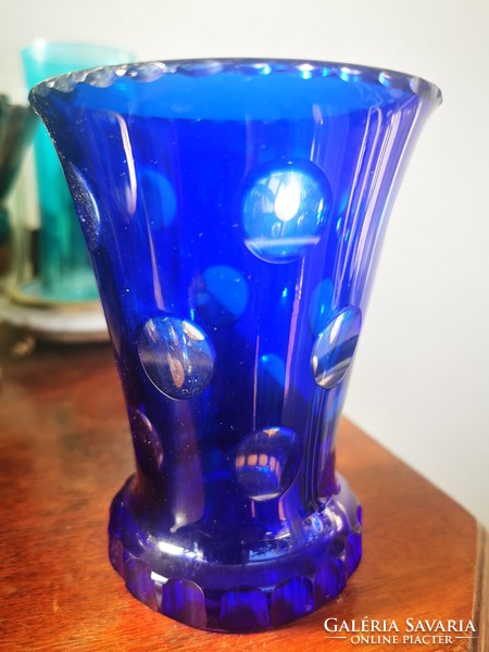 Royal blue crystal goblet vase