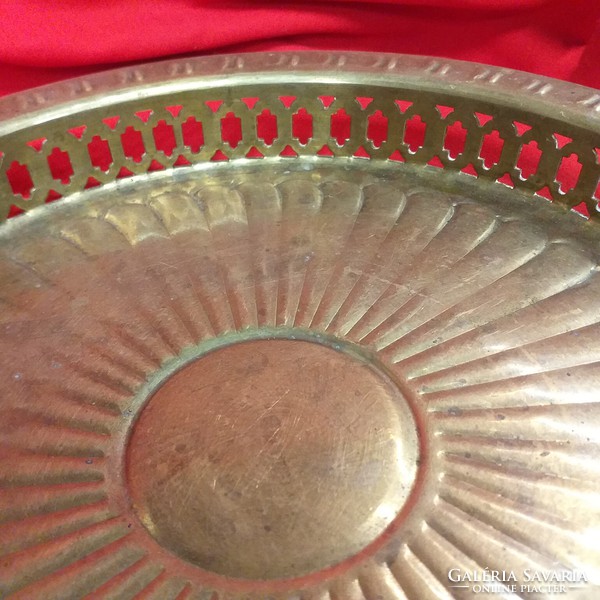 Copper, bronze openwork serving bowl, centerpiece.