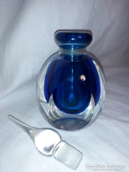 Súlyos kézműves vastag falú üvegművészeti parfümös üveg muránoi?