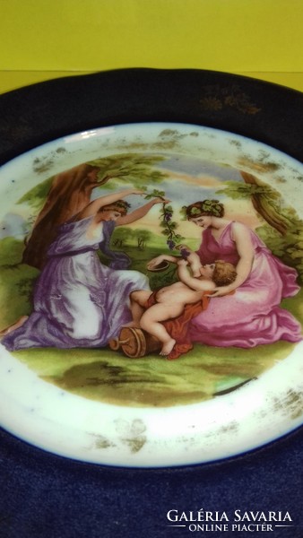 Antique altwien and victoria austria blue-edged hinged scenic porcelain plate two together for one price
