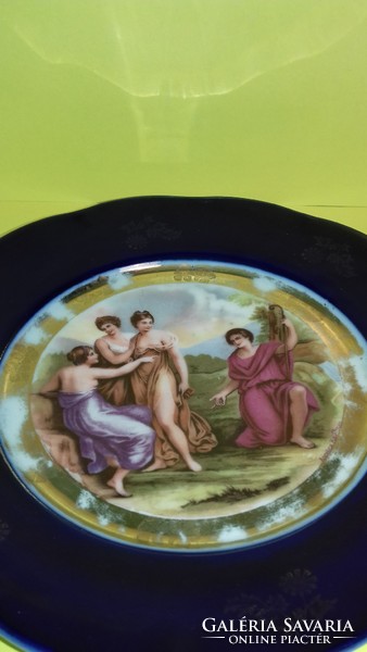Antik Altwien és Victoria Austria kék szélű zsáner jelenetes porcelán tányér KETTŐ együtt egy áráért