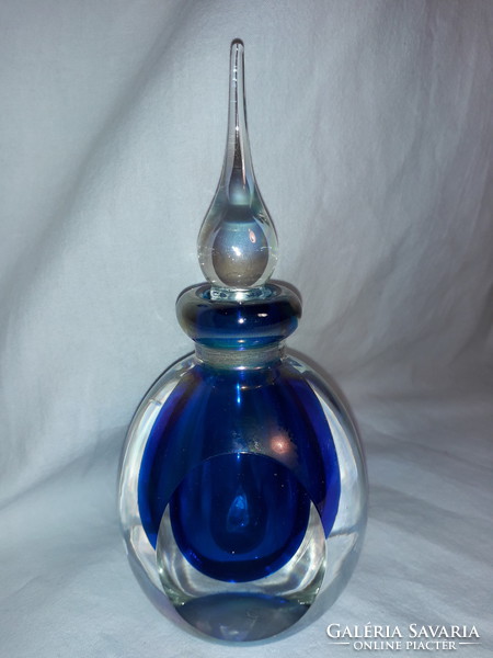 Súlyos kézműves vastag falú üvegművészeti parfümös üveg muránoi?