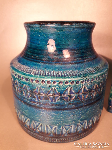 Mid Century Rimini blue Bitossi Aldo Londi kerámia váza párban vázák