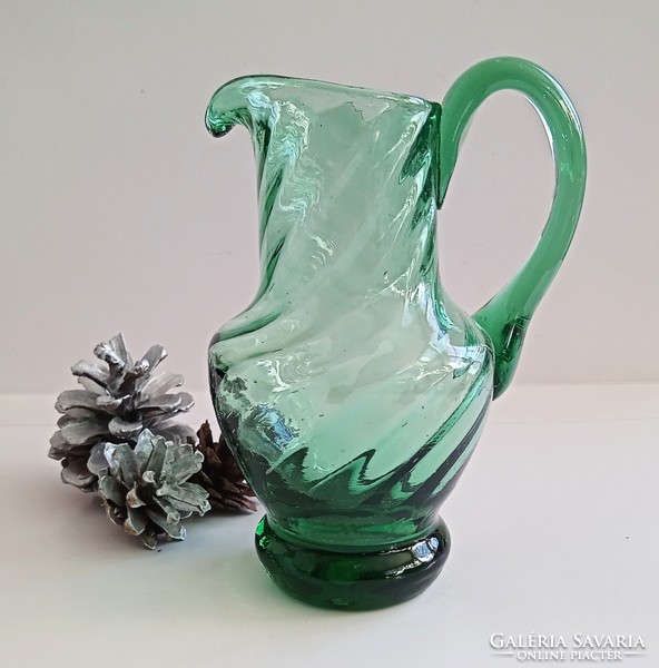 Green glass jug 15cm