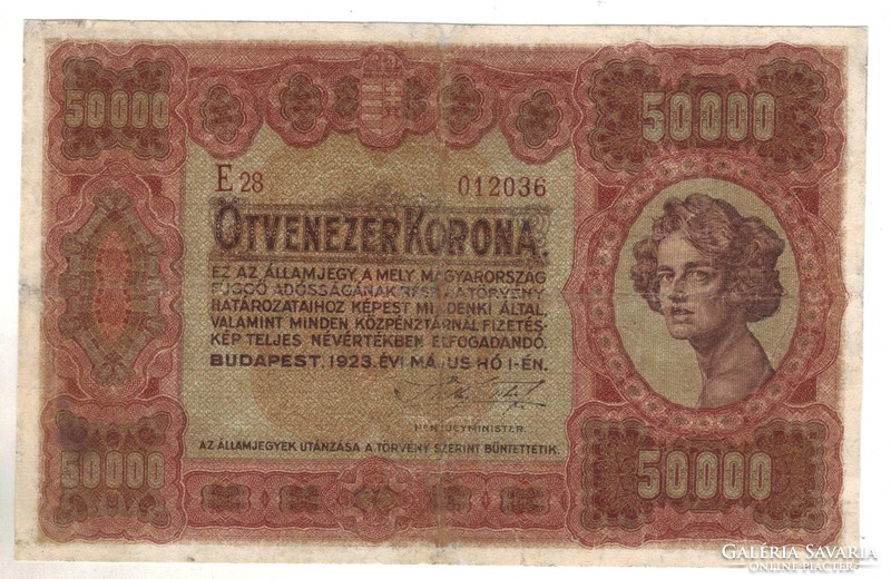 50000 korona 1923 Ritka 2.