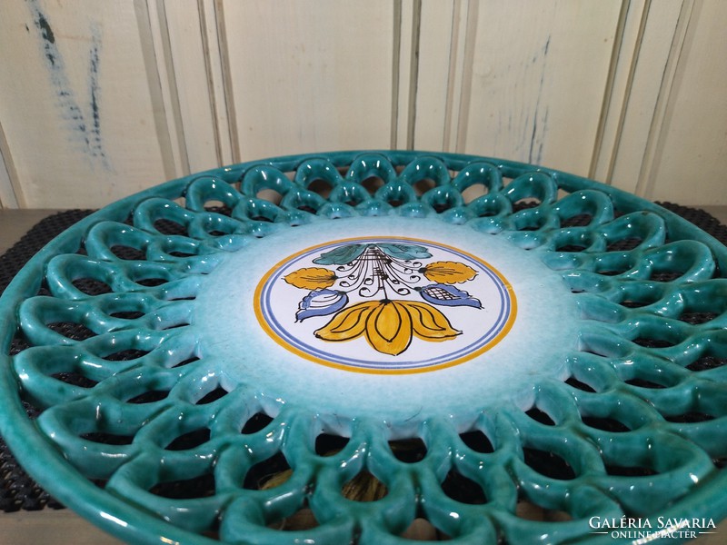 Openwork pattern turquoise wall bowl