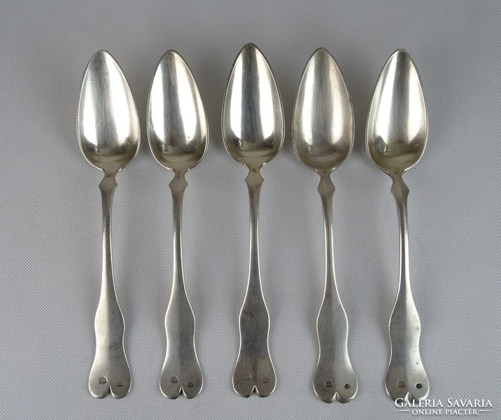 0W313 antique 13 lats silver spoon set 5 pcs 1858