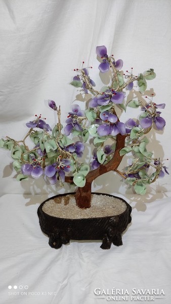 It's worth taking now! 42 Cmx37 cm bonsai tree glass oriental tree with gorgeous flowers in pot rare large size