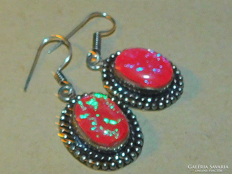 Opal shiny Tibetan silver ethnic earrings