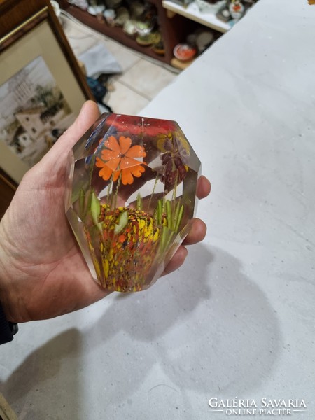 Old glass leaf weight